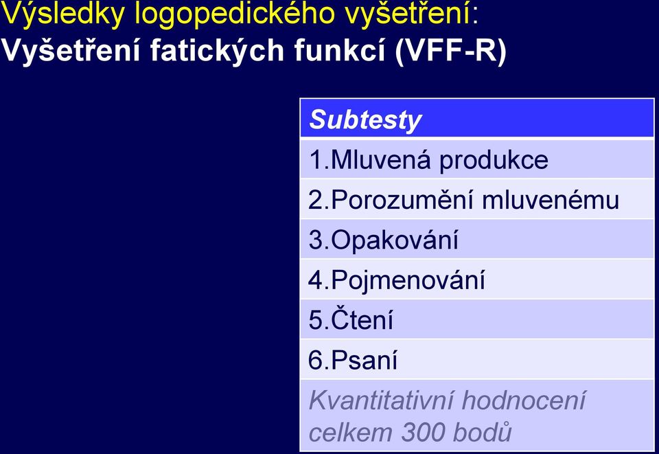 Mluvená produkce 2.Porozumění mluvenému 3.