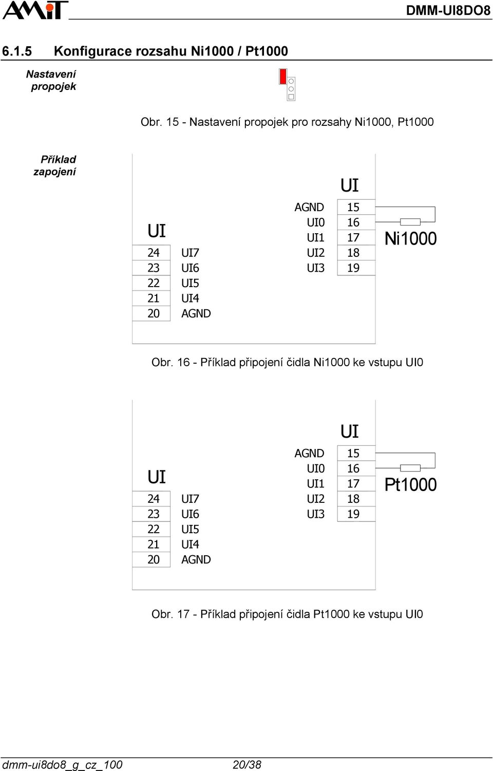 UI4 20 AGND UI 15 16 17 18 19 Ni1000 Obr.