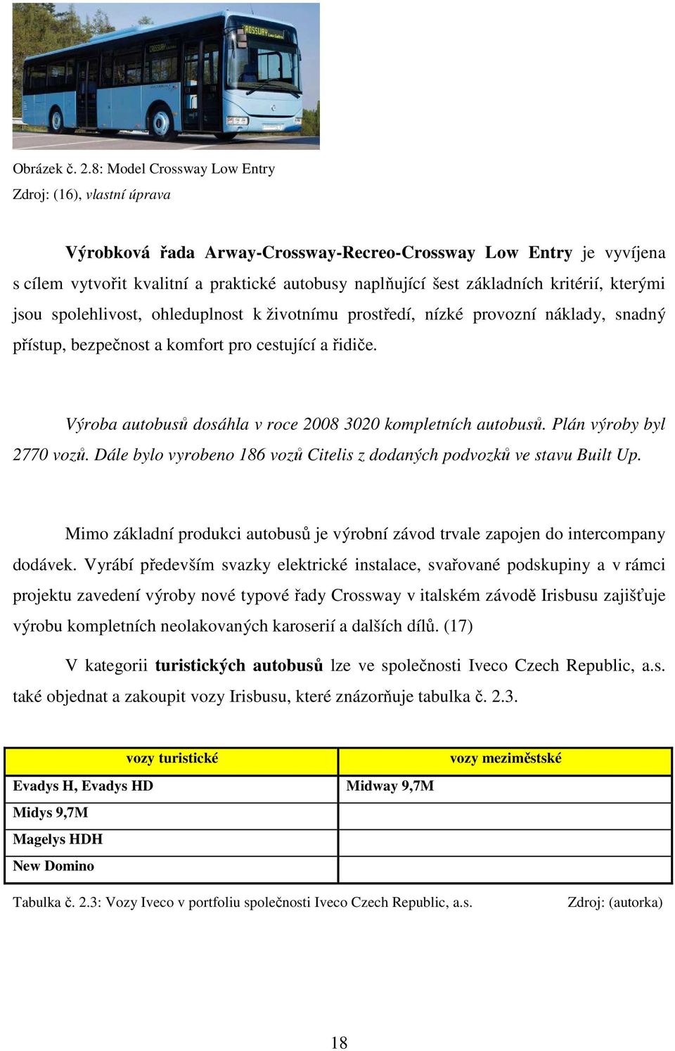 kritérií, kterými jsou spolehlivost, ohleduplnost k životnímu prostředí, nízké provozní náklady, snadný přístup, bezpečnost a komfort pro cestující a řidiče.