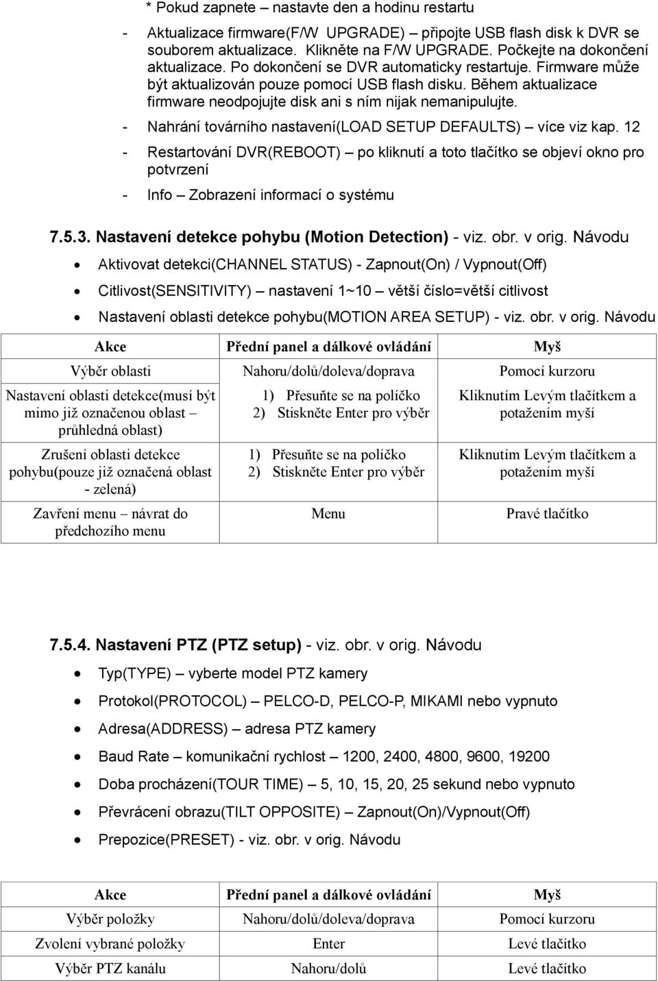 - Nahrání továrního nastavení(load SETUP DEFAULTS) více viz kap. 12 - Restartování DVR(REBOOT) po kliknutí a toto tlačítko se objeví okno pro potvrzení - Info Zobrazení informací o systému 7.5.3.