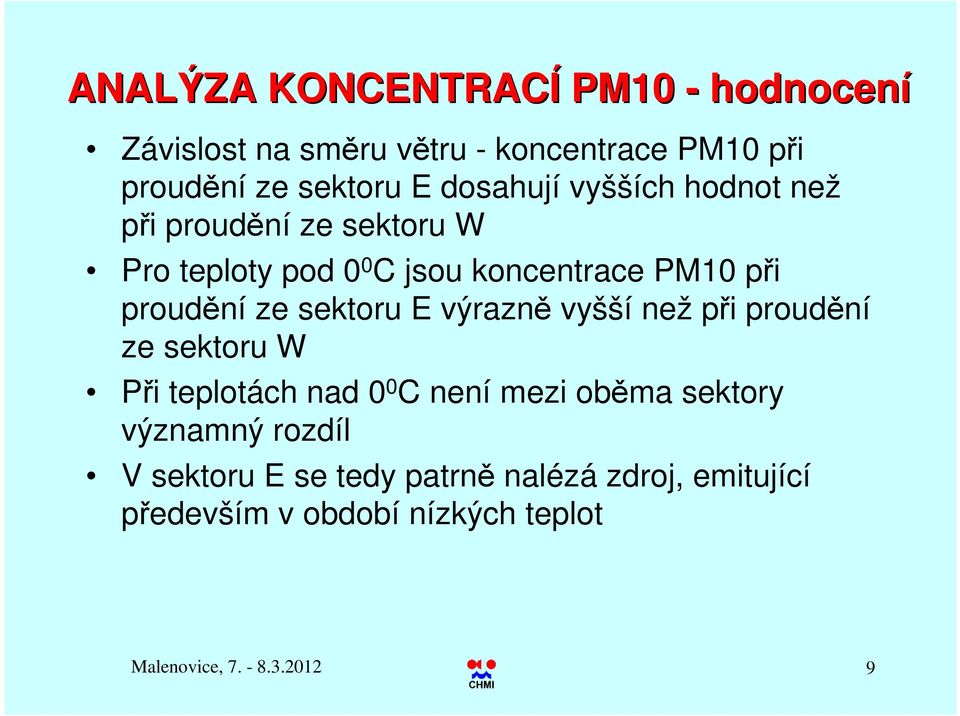 ze sektoru E výrazně vyšší než při proudění ze sektoru W Při teplotách nad 0 0 C není mezi oběma sektory