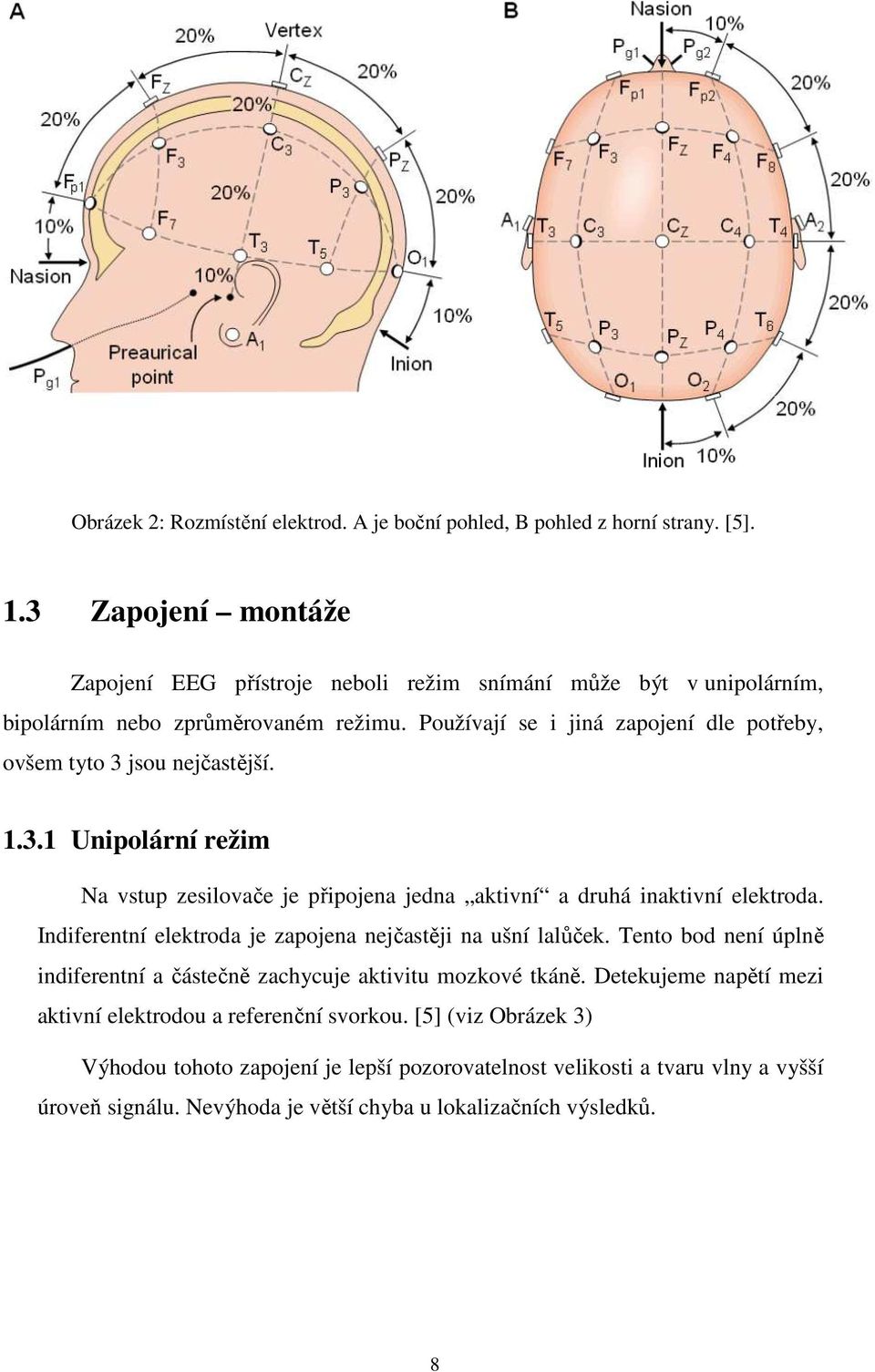 Používají se i jiná zapojení dle potřeby, ovšem tyto 3 jsou nejčastější. 1.3.1 Unipolární režim Na vstup zesilovače je připojena jedna aktivní a druhá inaktivní elektroda.