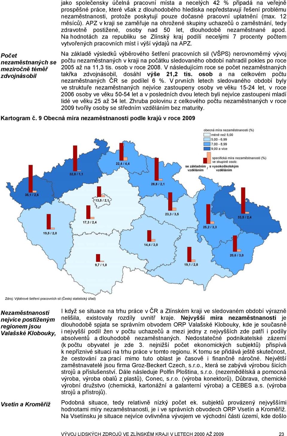 APZ v kraji se zaměřuje na ohrožené skupiny uchazečů o zaměstnání, tedy zdravotně postižené, osoby nad 50 let, dlouhodobě nezaměstnané apod.