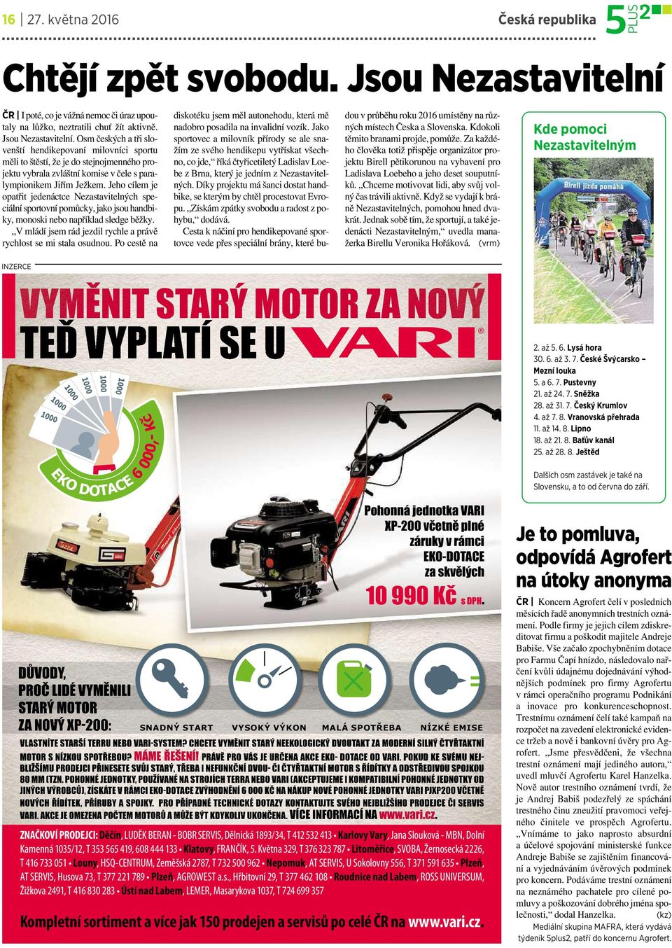 Osm českých a tři slovenští hendikepovaní milovníci sportu měli to štěstí, že je do stejnojmenného projektu vybrala zvláštní komise včele sparalympionikem JiřímJežkem.