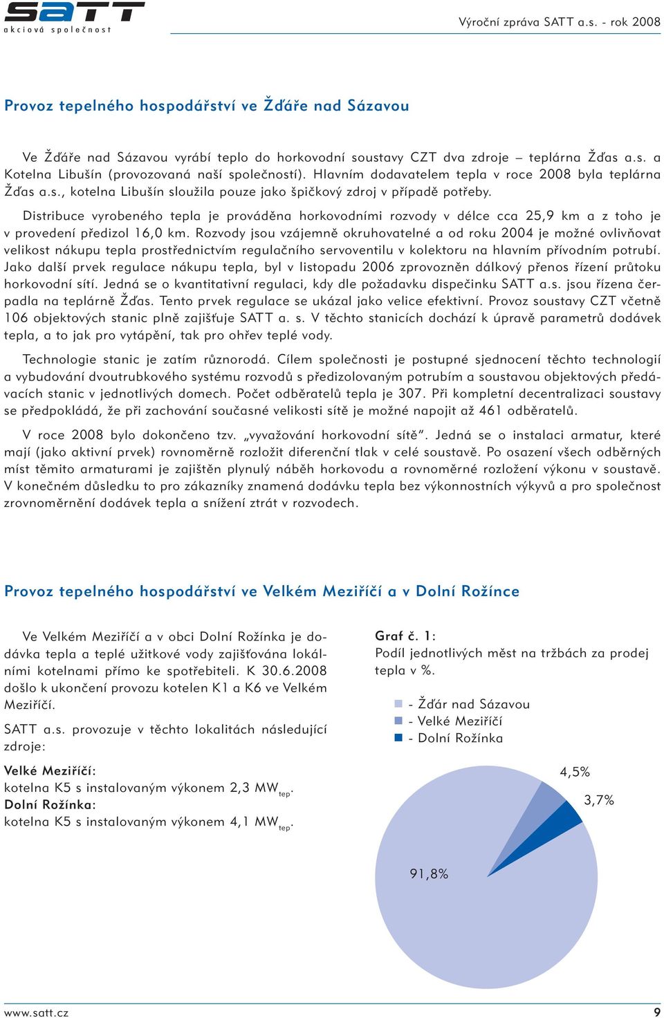 Distribuce vyrobeného tepla je prováděna horkovodními rozvody v délce cca 25,9 km a z toho je v provedení předizol 16,0 km.