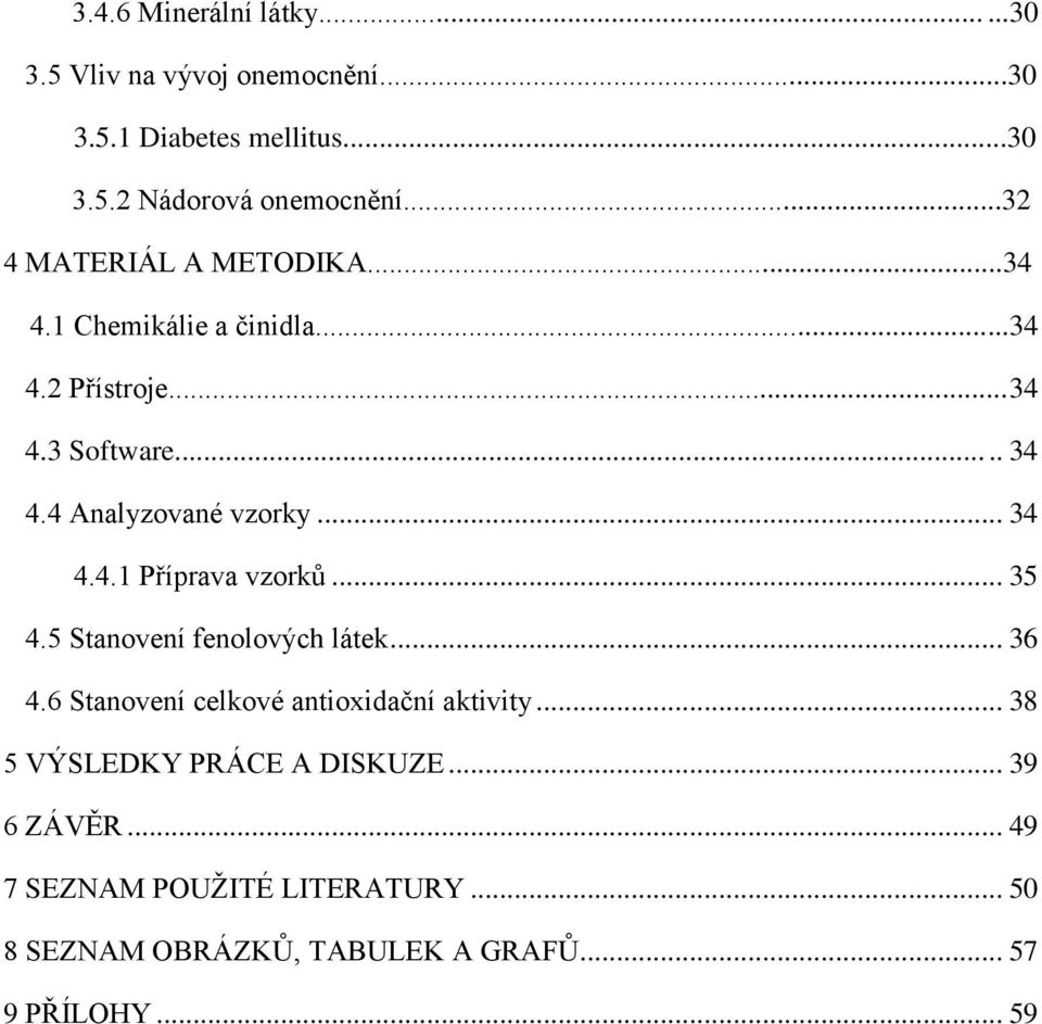 .. 34 4.4.1 Příprava vzorků... 35 4.5 Stanovení fenolových látek... 36 4.6 Stanovení celkové antioxidační aktivity.