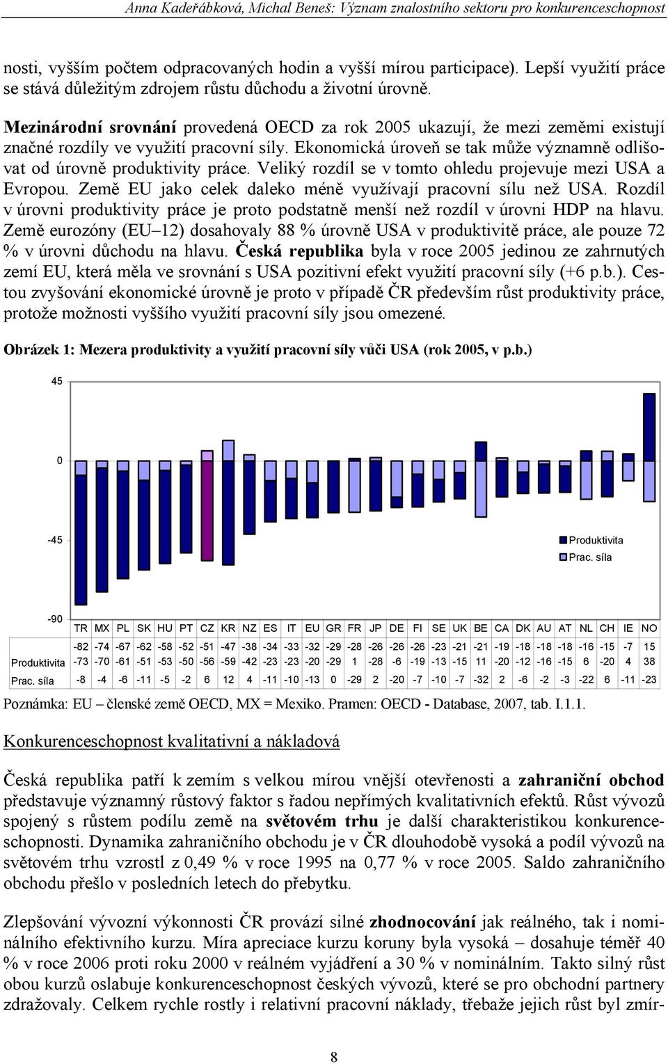 Ekonomická úroveň se tak může významně odlišovat od úrovně produktivity práce. Veliký rozdíl se v tomto ohledu projevuje mezi USA a Evropou.