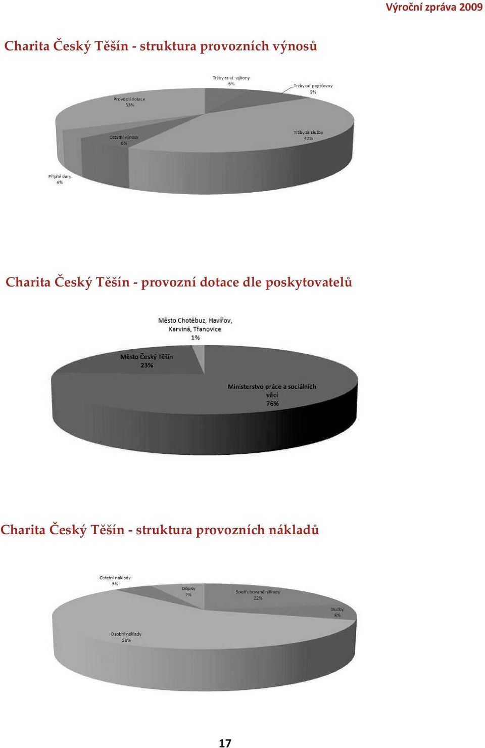 Těšín - provozní dotace dle poskytovatelů