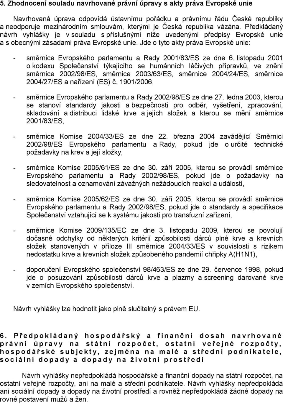 Jde o tyto akty práva Evropské unie: - směrnice Evropského parlamentu a Rady 2001/83/ES ze dne 6.