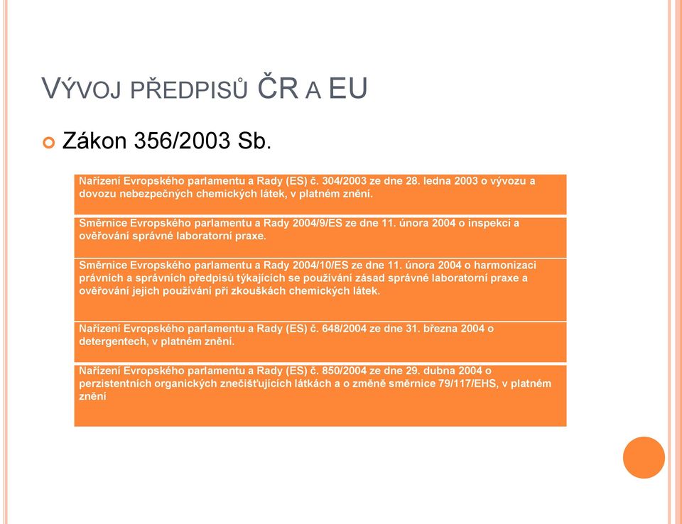 února 2004 o harmonizaci právních a správních předpisů týkajících se používání zásad správné laboratorní praxe a ověřování jejich používání při zkouškách chemických látek.