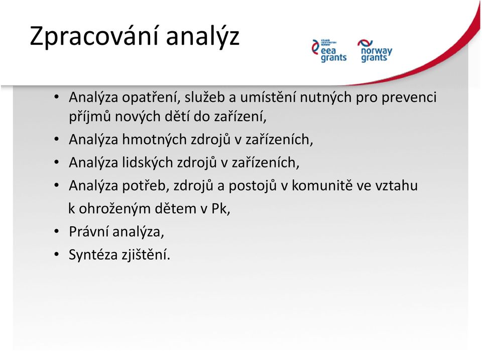 zařízeních, Analýza lidských zdrojů v zařízeních, Analýza potřeb, zdrojů