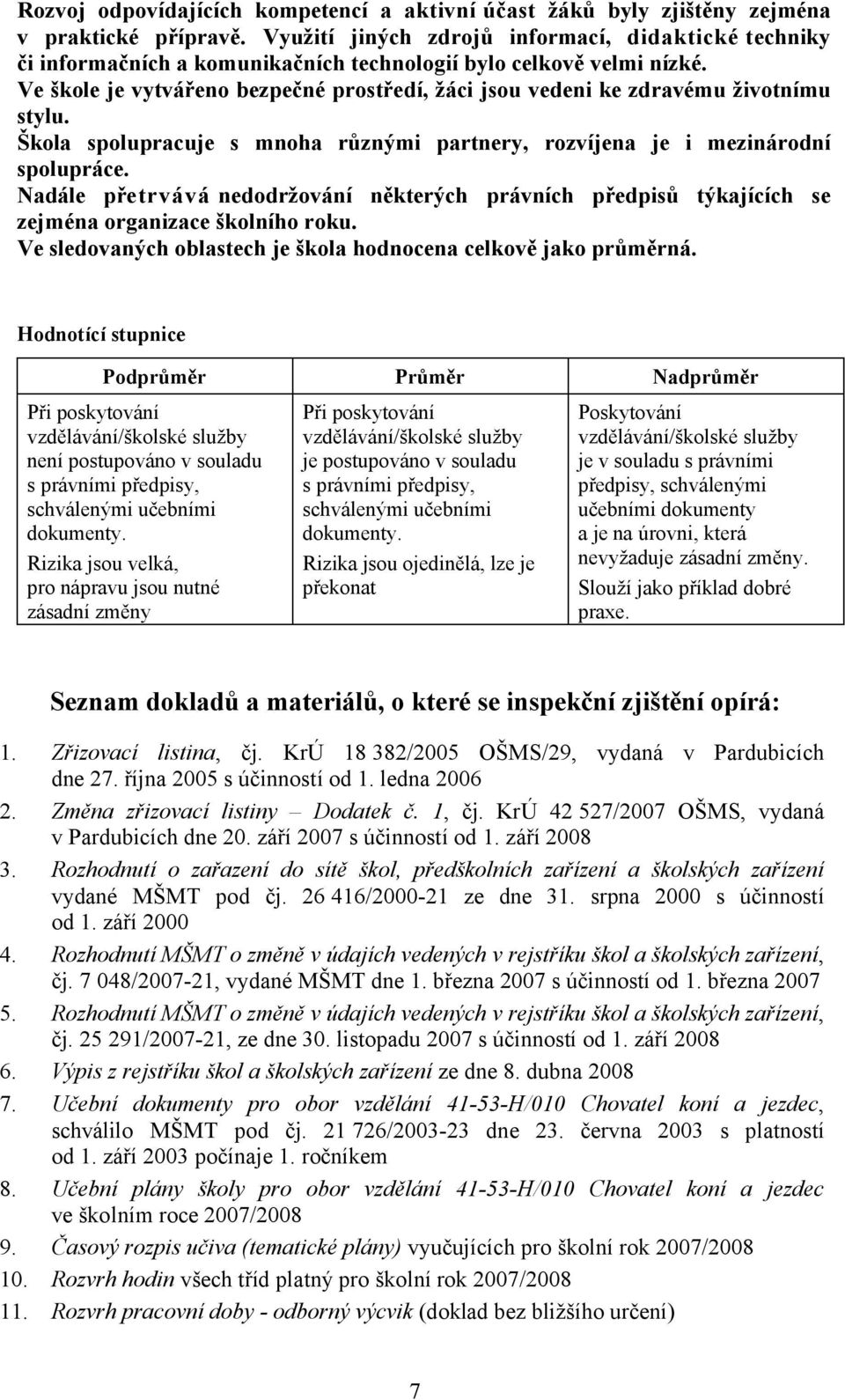 Ve škole je vytvářeno bezpečné prostředí, žáci jsou vedeni ke zdravému životnímu stylu. Škola spolupracuje s mnoha různými partnery, rozvíjena je i mezinárodní spolupráce.