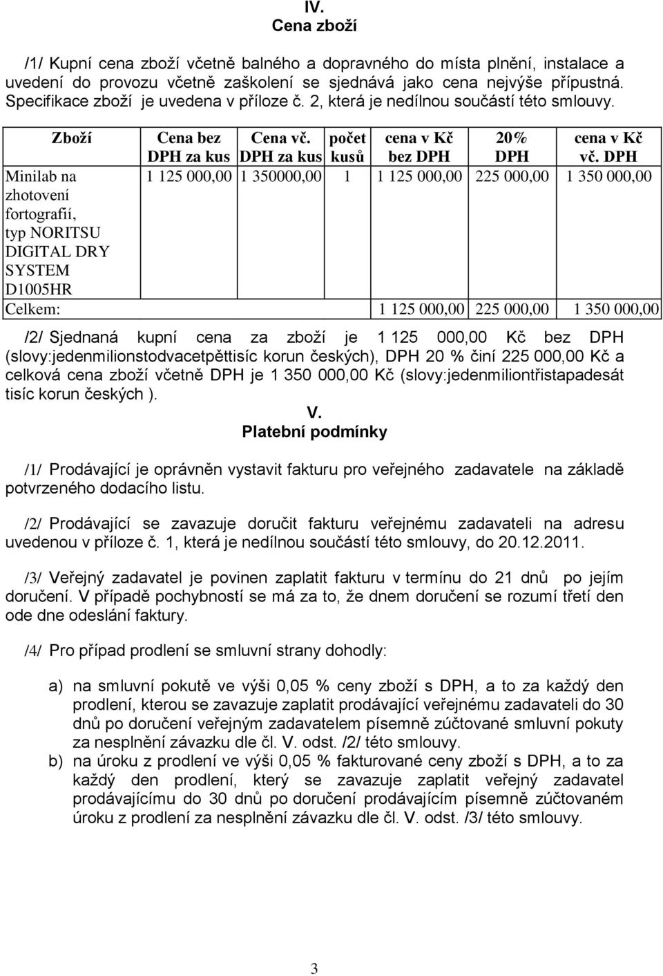 počet cena v Kč 20% cena v Kč DPH za kus DPH za kus kusů bez DPH DPH vč.