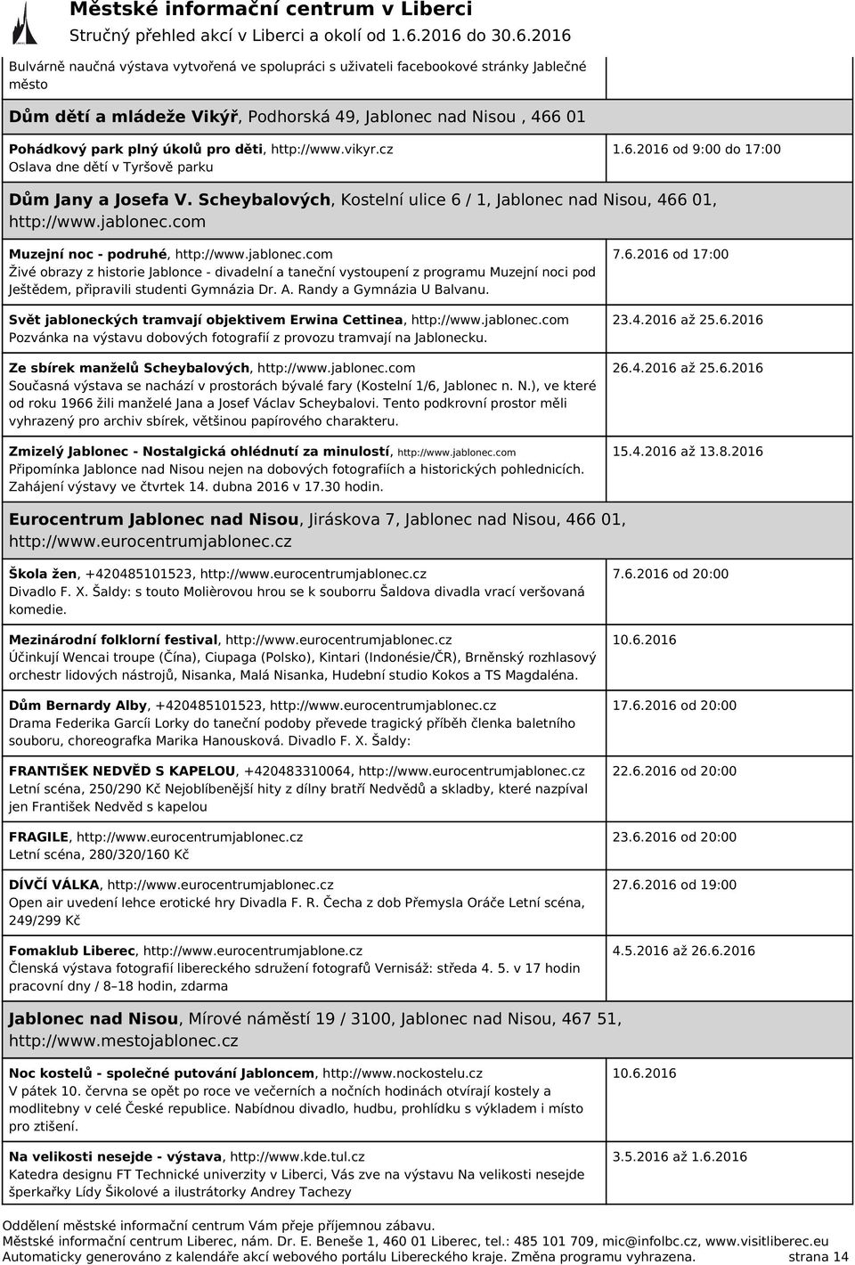 com Muzejní noc - podruhé, http://www.jablonec.com Živé obrazy z historie Jablonce - divadelní a taneční vystoupení z programu Muzejní noci pod Ještědem, připravili studenti Gymnázia Dr. A.