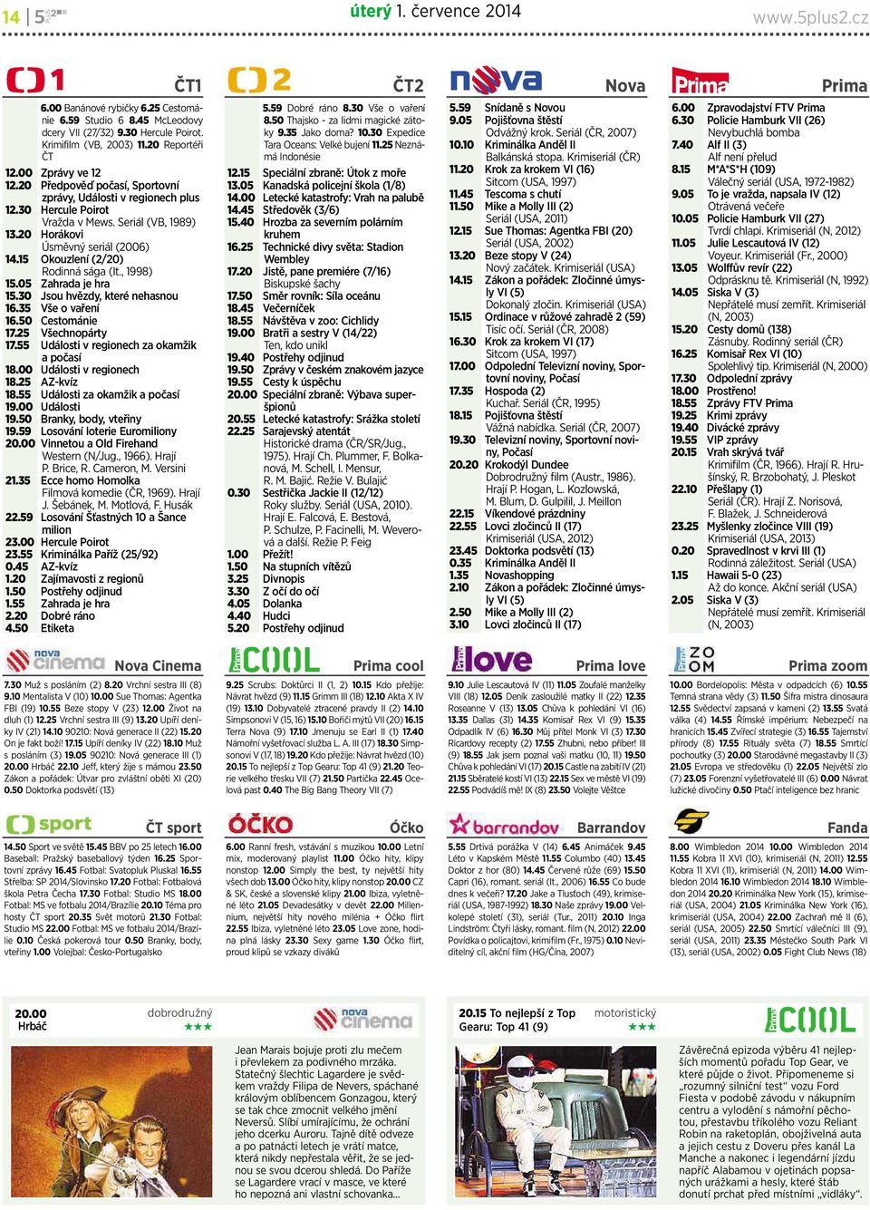 15 Okouzlení (2/20) Rodinná sága (It., 1998) 15.05 Zahrada je hra 15.30 Jsou hvězdy,které nehasnou 16.35 Všeovaření 16.50 Cestománie 17.25 Všechnopárty 17.55 Události vregionech zaokamžik apočasí 18.