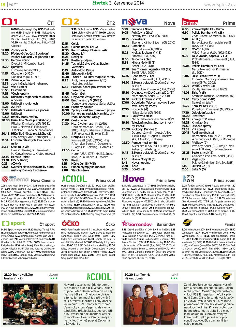 30 Hercule Poirot Dvacet čtyři černýchkosů 13.20 Horákovi Úsměvný seriál (2006) 14.15 Okouzlení (4/20) Rodinná sága (It., 1998) 15.10 Zahrada je hra 15.35 Jsou hvězdy, kterénehasnou 16.