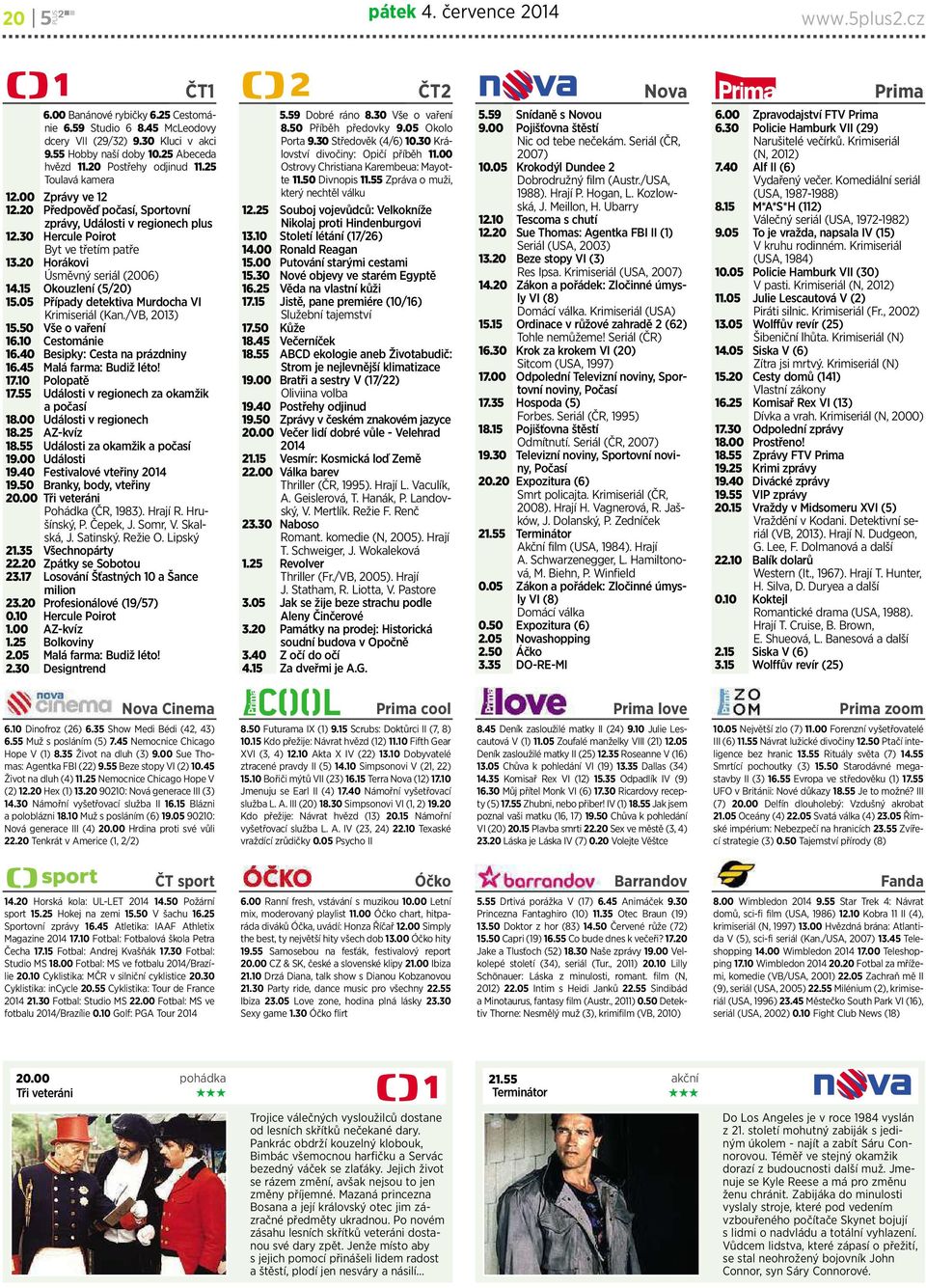 20 Horákovi Úsměvný seriál (2006) 14.15 Okouzlení (5/20) 15.05 Případy detektivamurdocha VI Krimiseriál(Kan./VB, 2013) 15.50 Všeovaření 16.10 Cestománie 16.40 Besipky: Cestanaprázdniny 16.