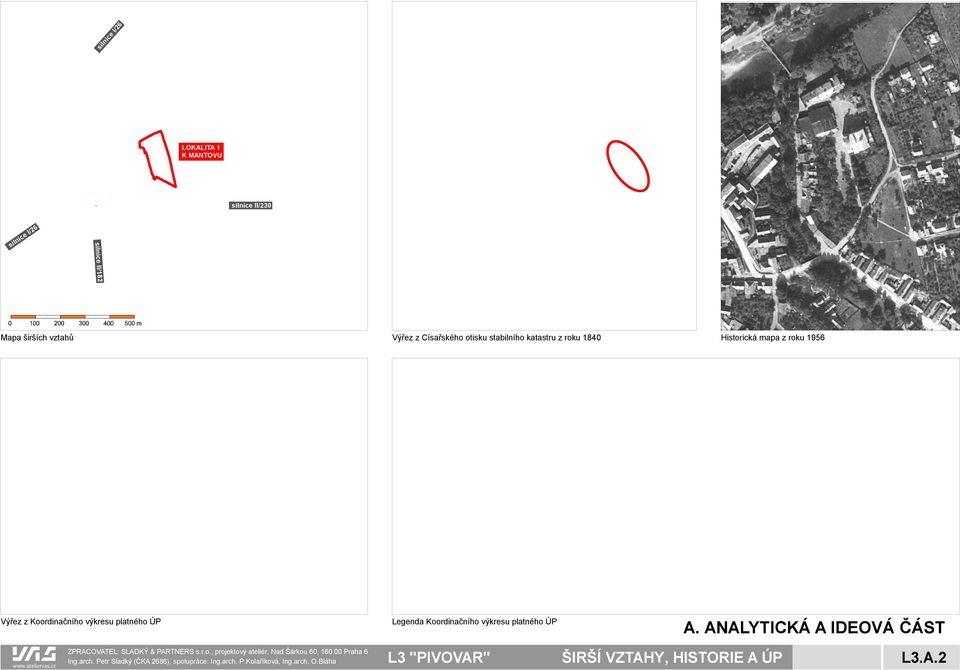 Historická mapa z roku 1956 Výřez z Koordinačního výkresu platného ÚP Legenda