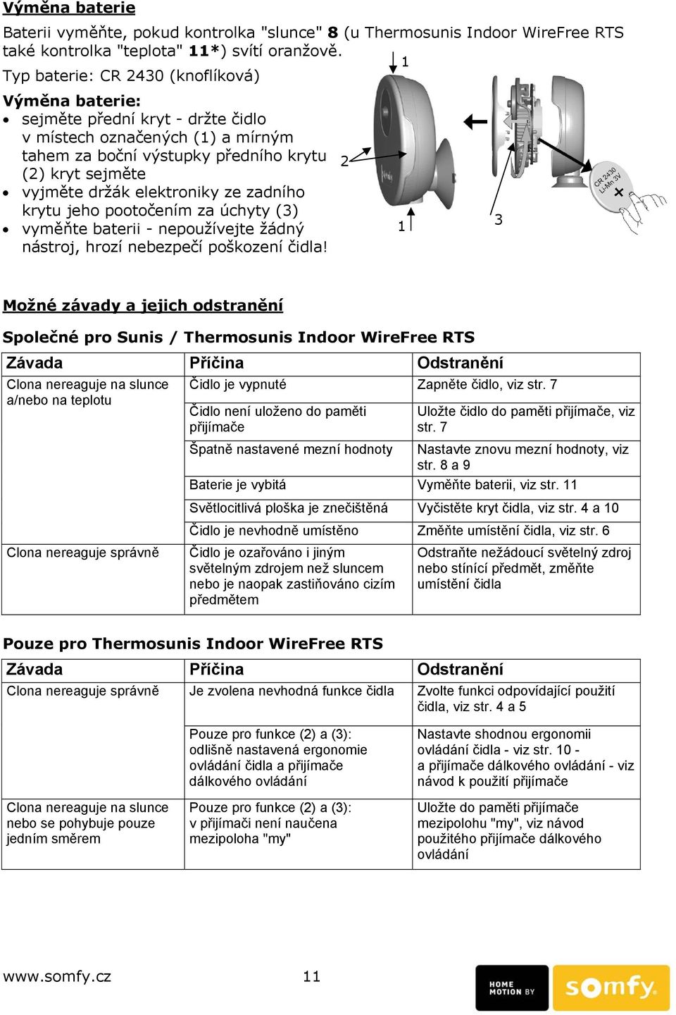 elektroniky ze zadního krytu jeho pootočením za úchyty (3) vyměňte baterii - nepoužívejte žádný nástroj, hrozí nebezpečí poškození čidla!