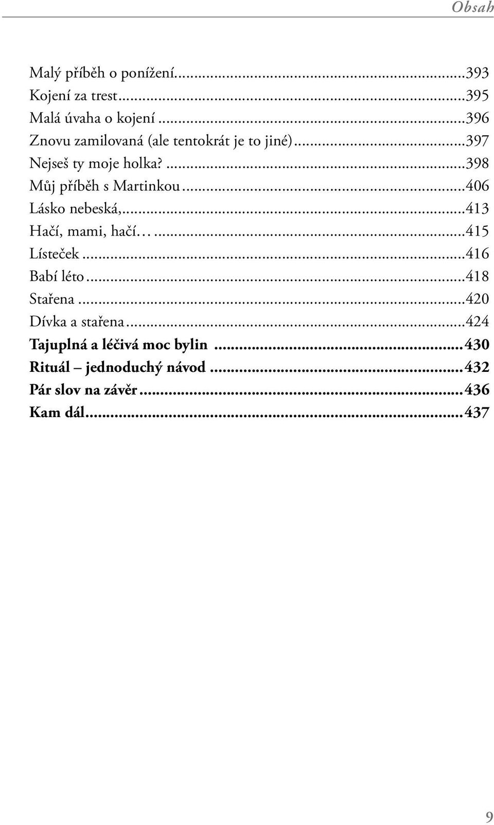 ...398 Můj příběh s Martinkou...406 Lásko nebeská,...413 Hačí, mami, hačí...415 Lísteček.