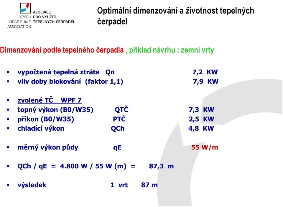 topný výkon (B0/W35) QTČ příkon (B0/W35) PTČ chladící výkon QCh 7,3 KW 2,5 KW 4,8