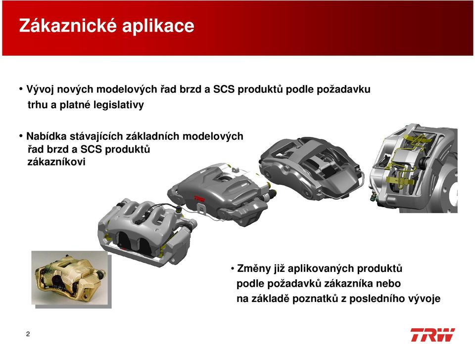 modelových řad brzd a SCS produktů zákazníkovi Změny již aplikovaných