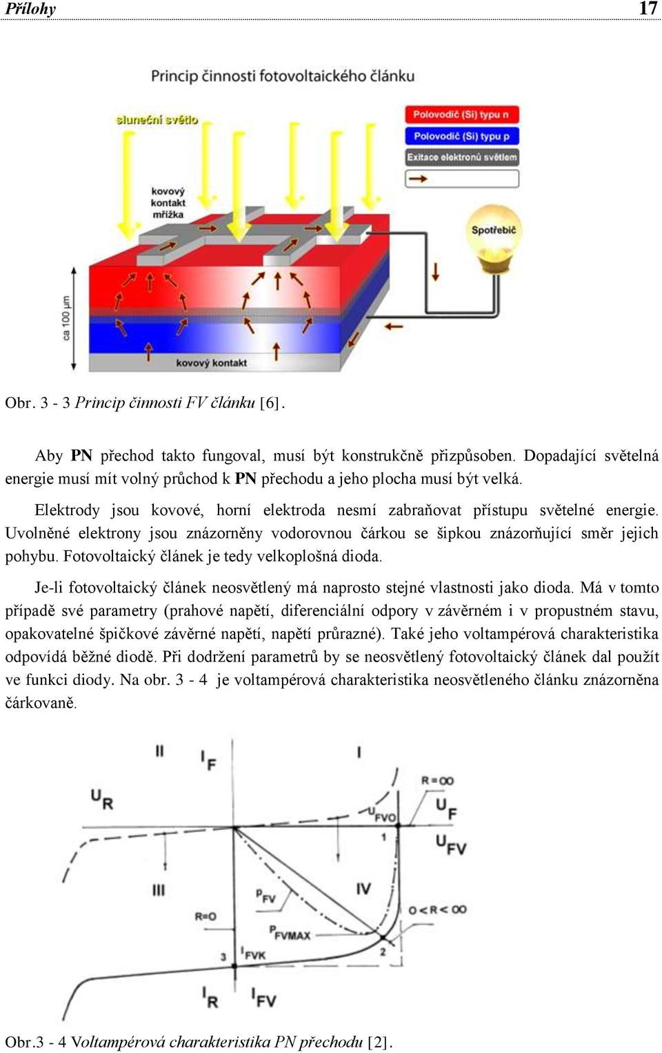 Uvolněné elektrony jsou znázorněny vodorovnou čárkou se šipkou znázorňující směr jejich pohybu. Fotovoltaický článek je tedy velkoplošná dioda.