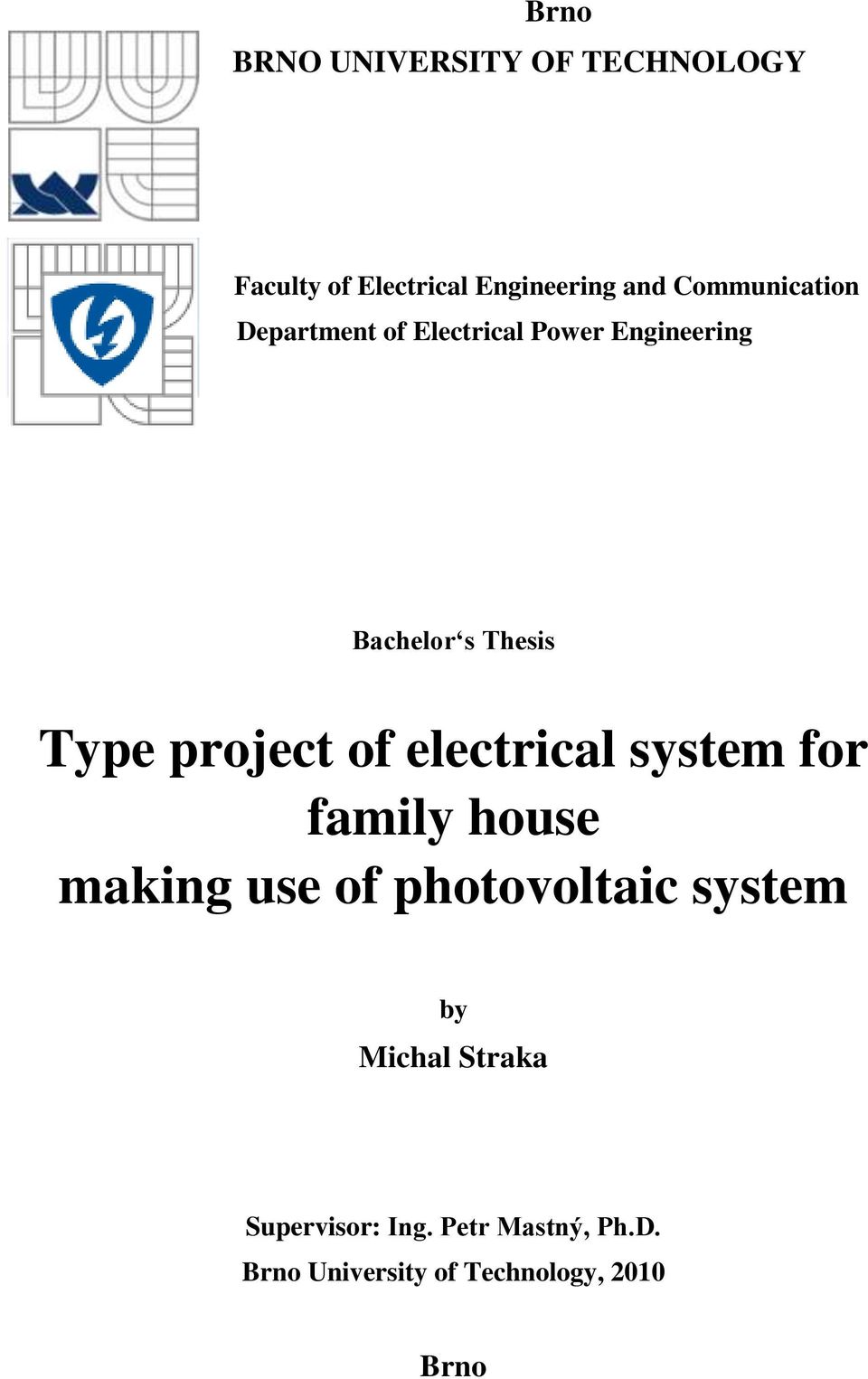 project of electrical system for family house making use of photovoltaic system