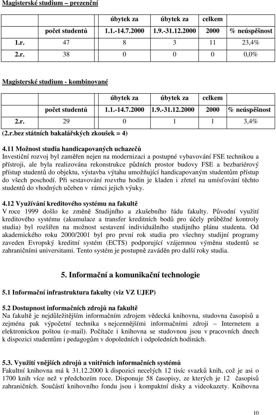 11 Možnost studia handicapovaných uchazečů Investiční rozvoj byl zaměřen nejen na modernizaci a postupné vybavování FSE technikou a přístroji, ale byla realizována rekonstrukce půdních prostor budovy