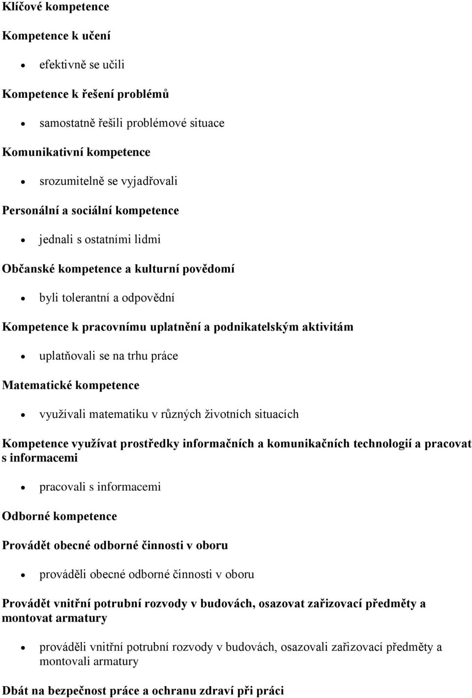 Matematické kompetence využívali matematiku v různých životních situacích Kompetence využívat prostředky informačních a komunikačních technologií a pracovat s informacemi pracovali s informacemi