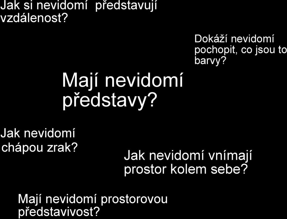 Mají nevidomí představy? Jak nevidomí chápou zrak?