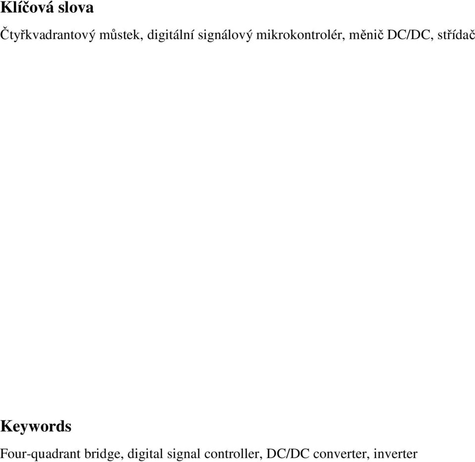 DC/DC, střídač Keywords Four-quadrant