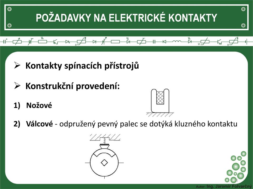 Nožové 2) Válcové - odpružený