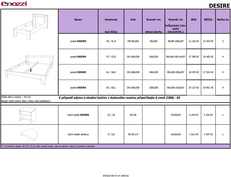 80x200 90x89-99x207 8 570 Kč 7 5 Kč postel DESIRE 65 / 60, DE-200x200 200x200 90x209-28x207 20 37 Kč 8 95 Kč V případě zájmu o dodání bočnic z bukového masivu připočítejte k ceně