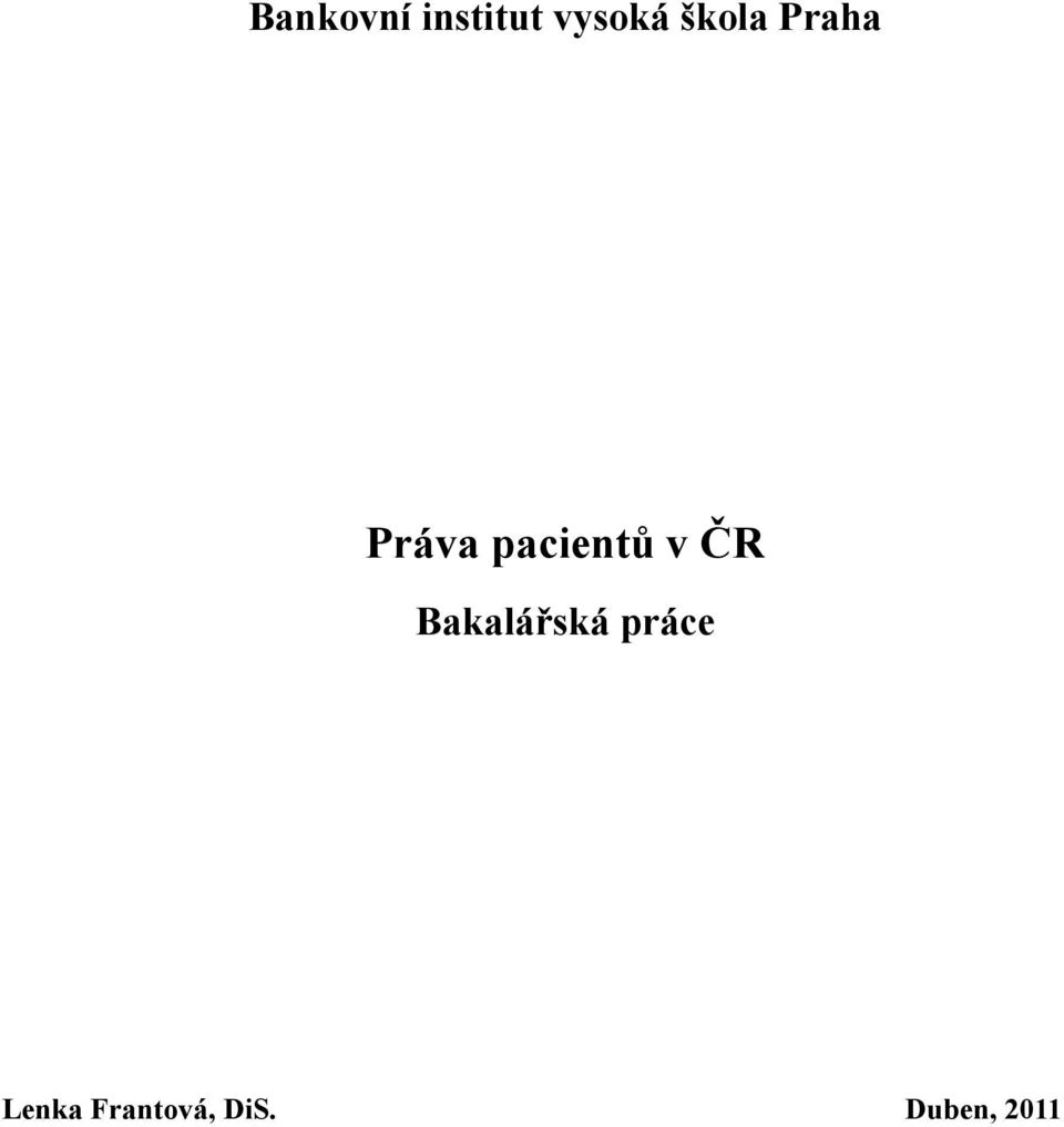 v ČR Bakalářská práce