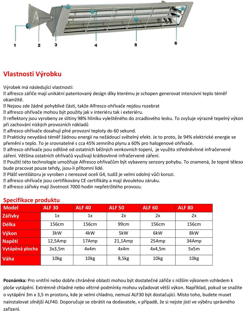 reflektory jsou vyrobeny ze slitiny 98% hliníku vyleštěného do zrcadlového lesku.