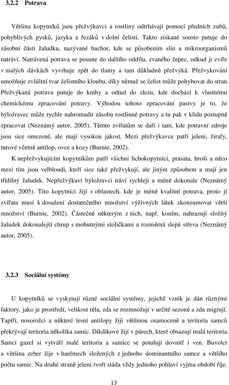 Natrávená potrava se posune do dalšího oddílu, zvaného čepec, odkud ji zvíře v malých dávkách vyvrhuje zpět do tlamy a tam důkladně přežvýká.