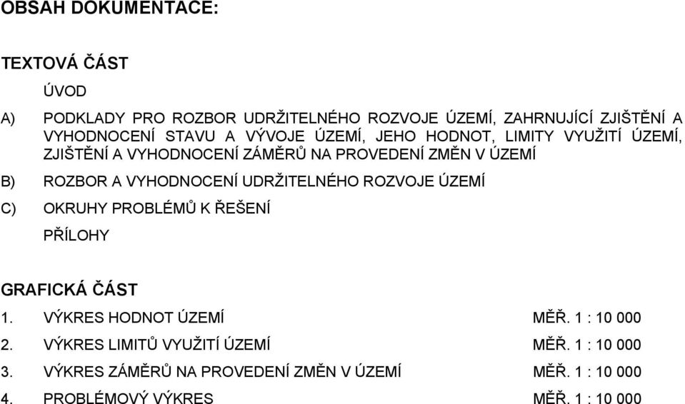 UDRŽITELNÉHO ROZVOJE ÚZEMÍ C) OKRUHY PROBLÉMŮ K ŘEŠENÍ PŘÍLOHY GRAFICKÁ ČÁST 1. VÝKRES HODNOT ÚZEMÍ MĚŘ. 1 : 10 000 2.