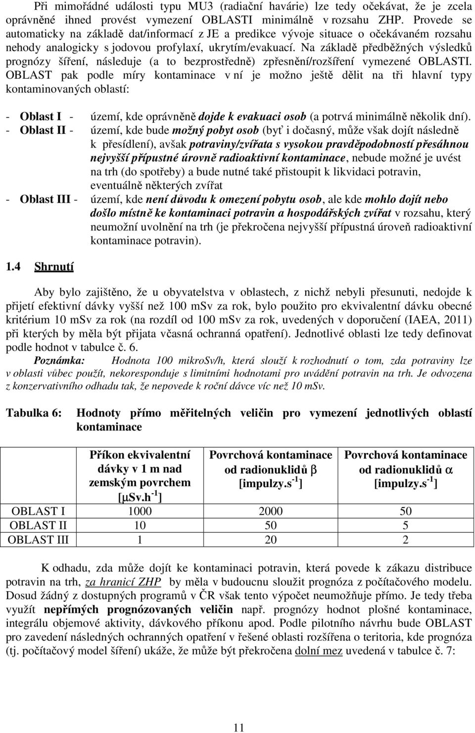 Na základě předběžných výsledků prognózy šíření, následuje (a to bezprostředně) zpřesnění/rozšíření vymezené OBLASTI.