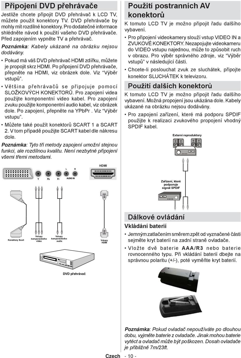 Pokud má váš DVD přehrávač HDMI zdířku, můžete je propojit skrz HDMI. Po připojení DVD přehrávače, přepněte na HDMI, viz obrázek dole. Viz Výběr vstupů.