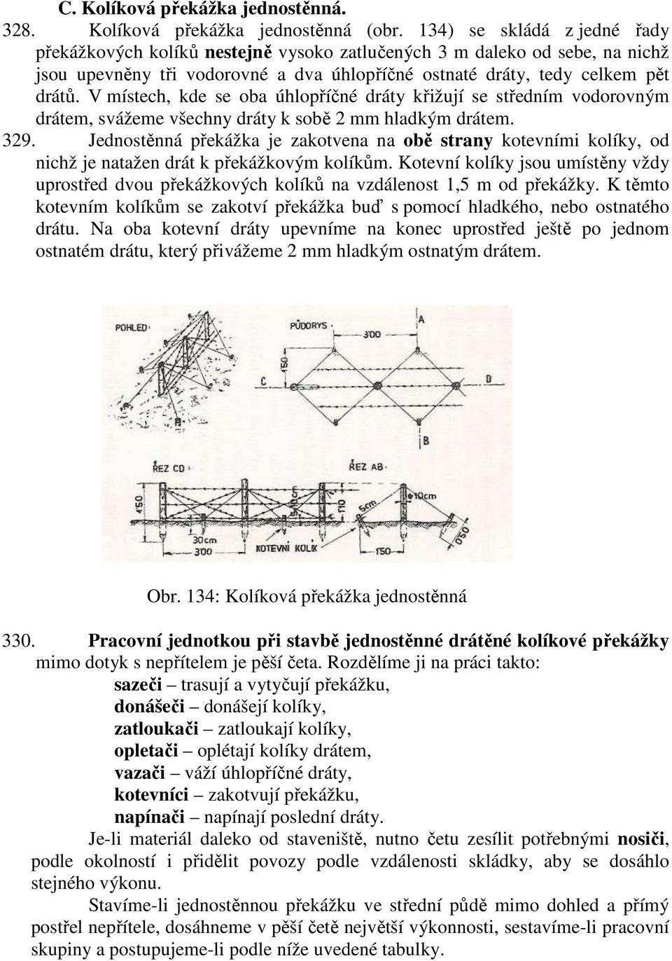 V místech, kde se oba úhlopříčné dráty křižují se středním vodorovným drátem, svážeme všechny dráty k sobě 2 mm hladkým drátem. 329.