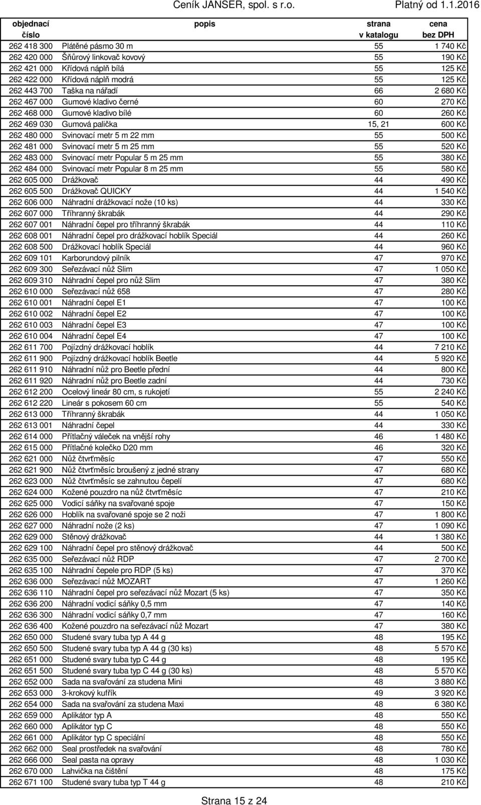 Svinovací metr 5 m 25 mm 55 520 Kč 262 483 000 Svinovací metr Popular 5 m 25 mm 55 380 Kč 262 484 000 Svinovací metr Popular 8 m 25 mm 55 580 Kč 262 605 000 Drážkovač 44 490 Kč 262 605 500 Drážkovač