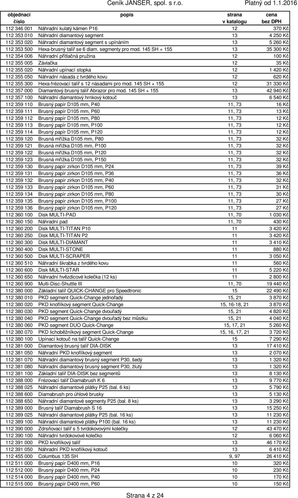 145 SH + 155 13 35 300 Kč 112 354 006 Náhradní přítlačná pružina 12 100 Kč 112 355 005 Závlačka 12 35 Kč 112 355 020 Náhradní upínací stopka 12 1 420 Kč 112 355 050 Náhradní násada z tvrdého kovu 12