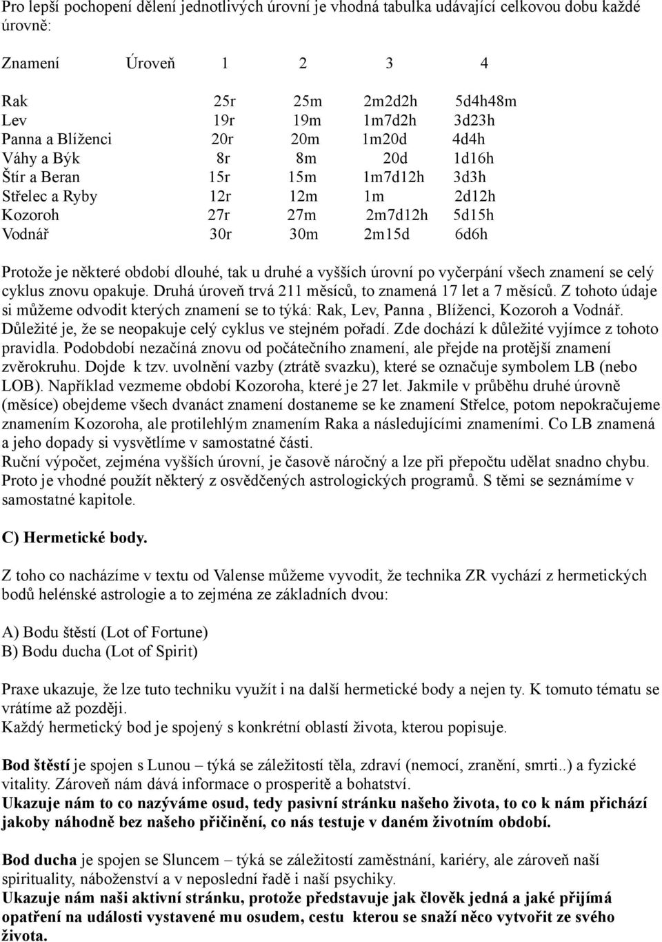 tak u druhé a vyšších úrovní po vyčerpání všech znamení se celý cyklus znovu opakuje. Druhá úroveň trvá 211 měsíců, to znamená 17 let a 7 měsíců.