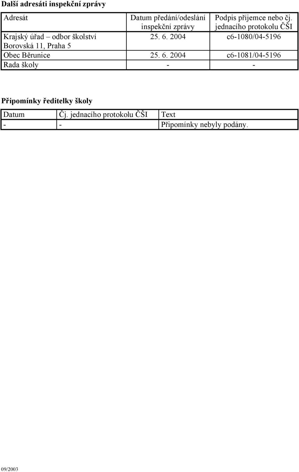 2004 c6-1080/04-5196 Borovská 11, Praha 5 Obec Běrunice 25. 6.