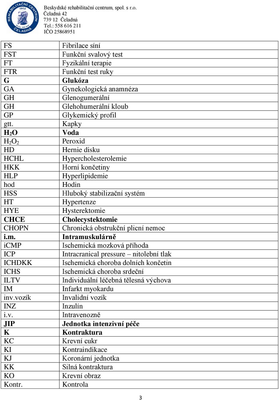 Hypercholesterolemie Horní končetiny Hyperlipidemie Hodin Hluboký stabilizační systém Hypertenze Hysterektomie Cholecystektomie Chronická obstrukční plicní nemoc Intramuskulárně Ischemická mozková