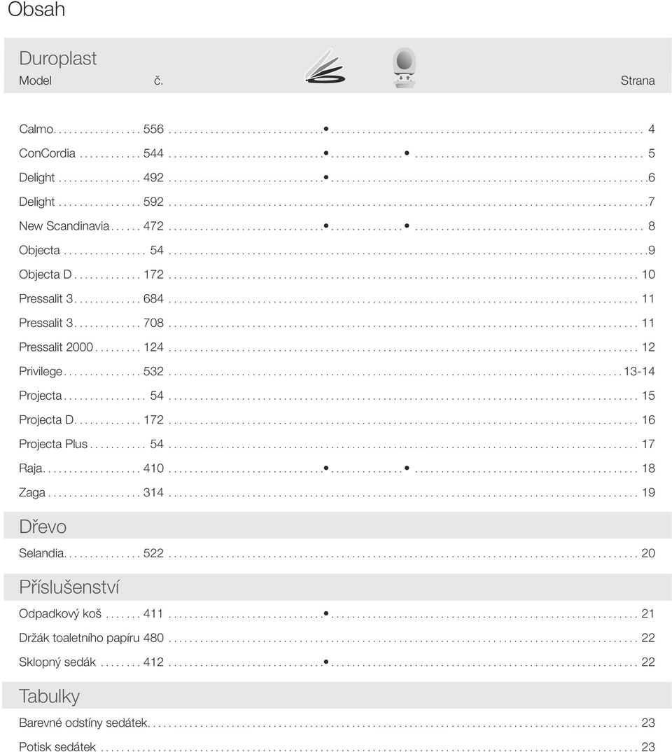 ..13-14 Projecta... 54...15 Projecta D...172...16 Projecta Plus... 54...17 Raja... 410......... 18 Zaga...314...19 Dřevo Selandia...522.