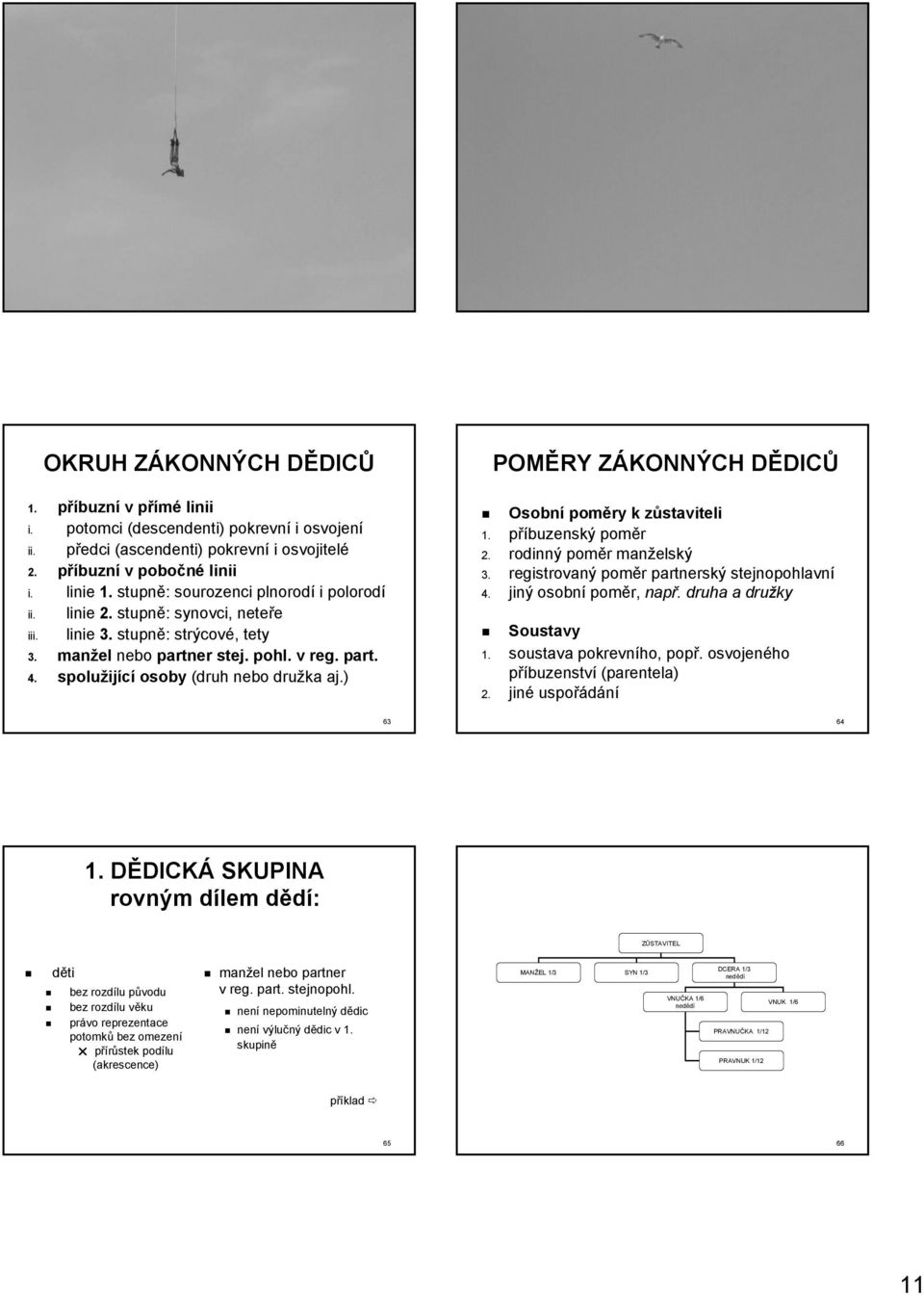 spolužijící osoby (druh nebo družka aj.) POMĚRY ZÁKONNÝCH DĚDICŮ Osobní poměry k zůstaviteli 1. příbuzenský poměr 2. rodinný poměr manželský 3. registrovaný poměr partnerský stejnopohlavní 4.