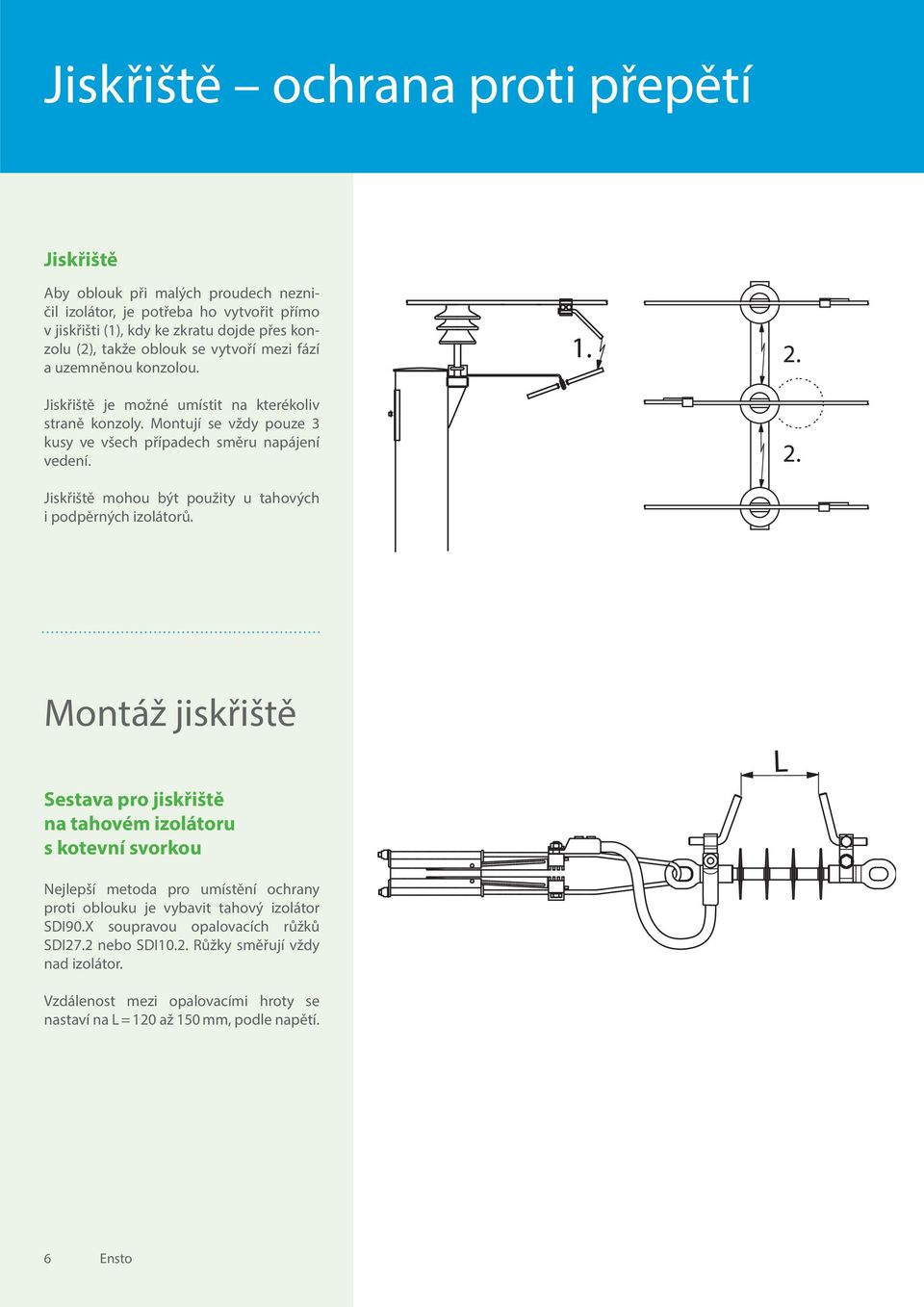 2. Jiskřiště mohou být použity u tahových i podpěrných izolátorů.