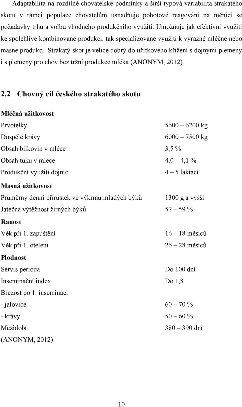 Strakatý skot je velice dobrý do užitkového křížení s dojnými plemeny i s plemeny pro chov bez tržní produkce mléka (ANONYM, 20